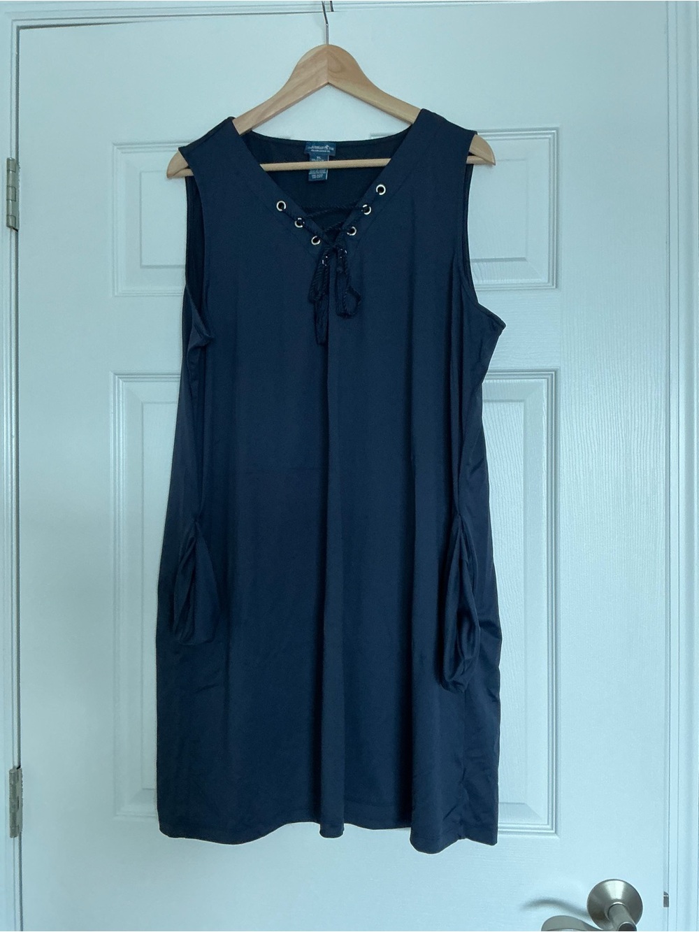 Caribbean Joe Navy Lace-Up Sleeveless Dress